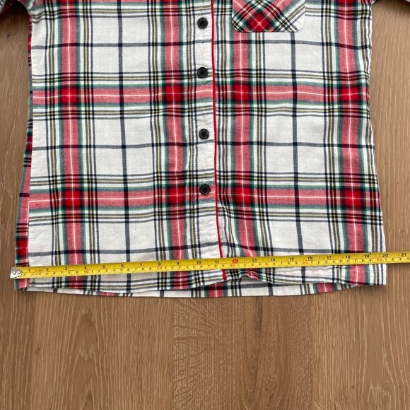 Wondershop Target Pajama Shirt Women Small Flannel Plaid White Tartan Sleepwear - Picture 11 of 13